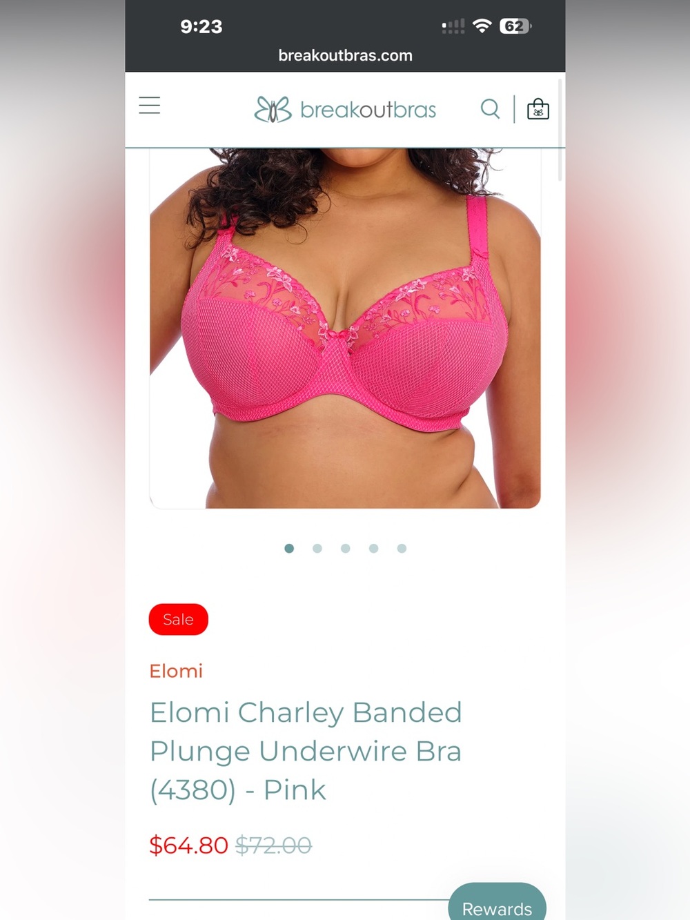 Elomi Charley Banded Plunge Underwire Bra - Pink